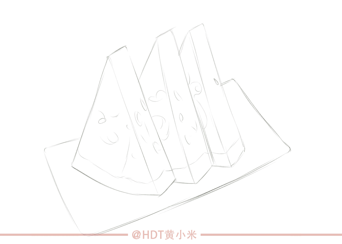 一组噪点写实风格水果插画
