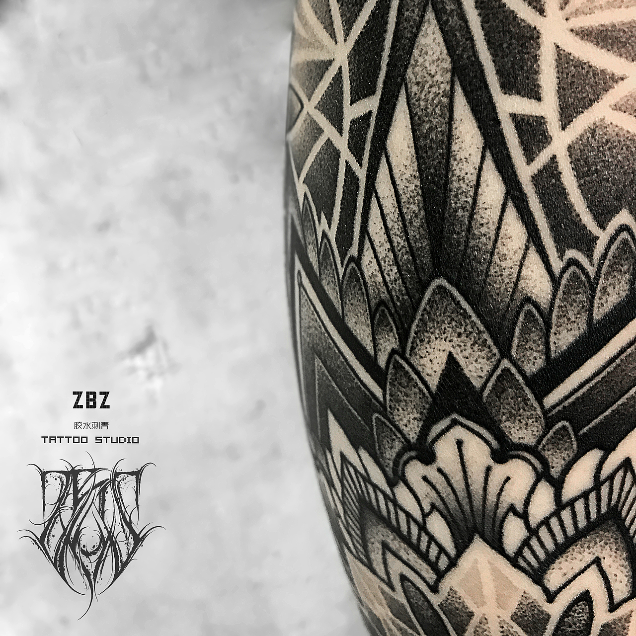 曼陀罗mandala点刺风格花臂