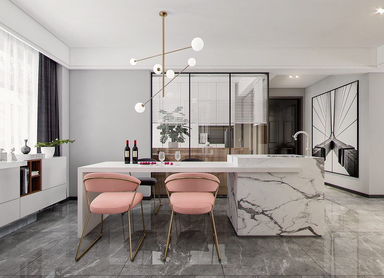 现代简约客餐厅效果图