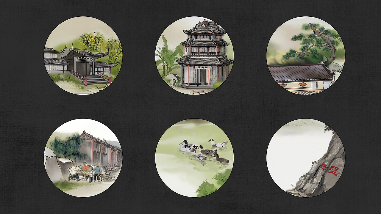 咸宁景点建筑手绘