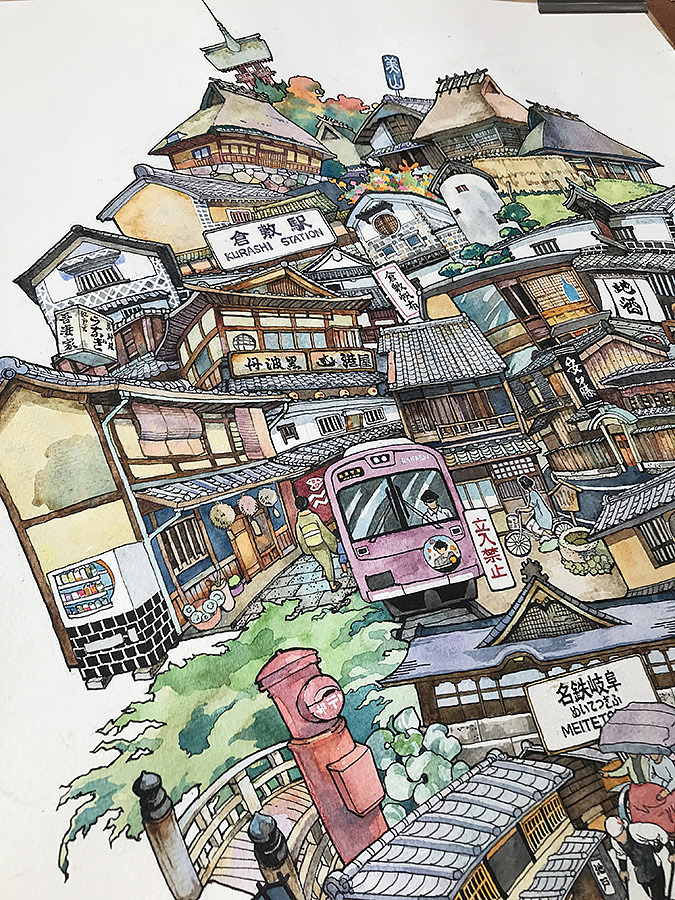 十月日本之旅插画与写生（图ZMTM1NTY1MTAw） - 创作习作 - 站酷设计师Hosanna_914原创素材 - 站酷ZCOOL