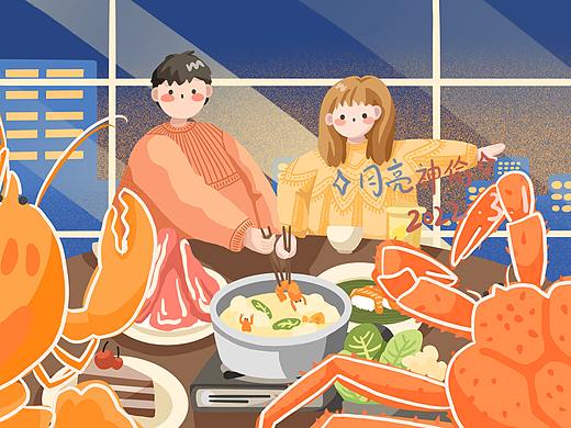 扁平风格的情侣日常