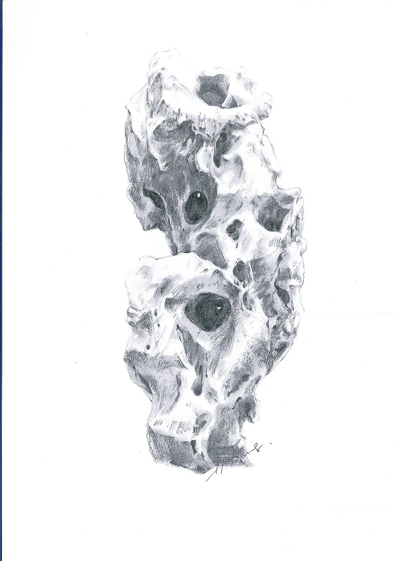 素描山子太湖石