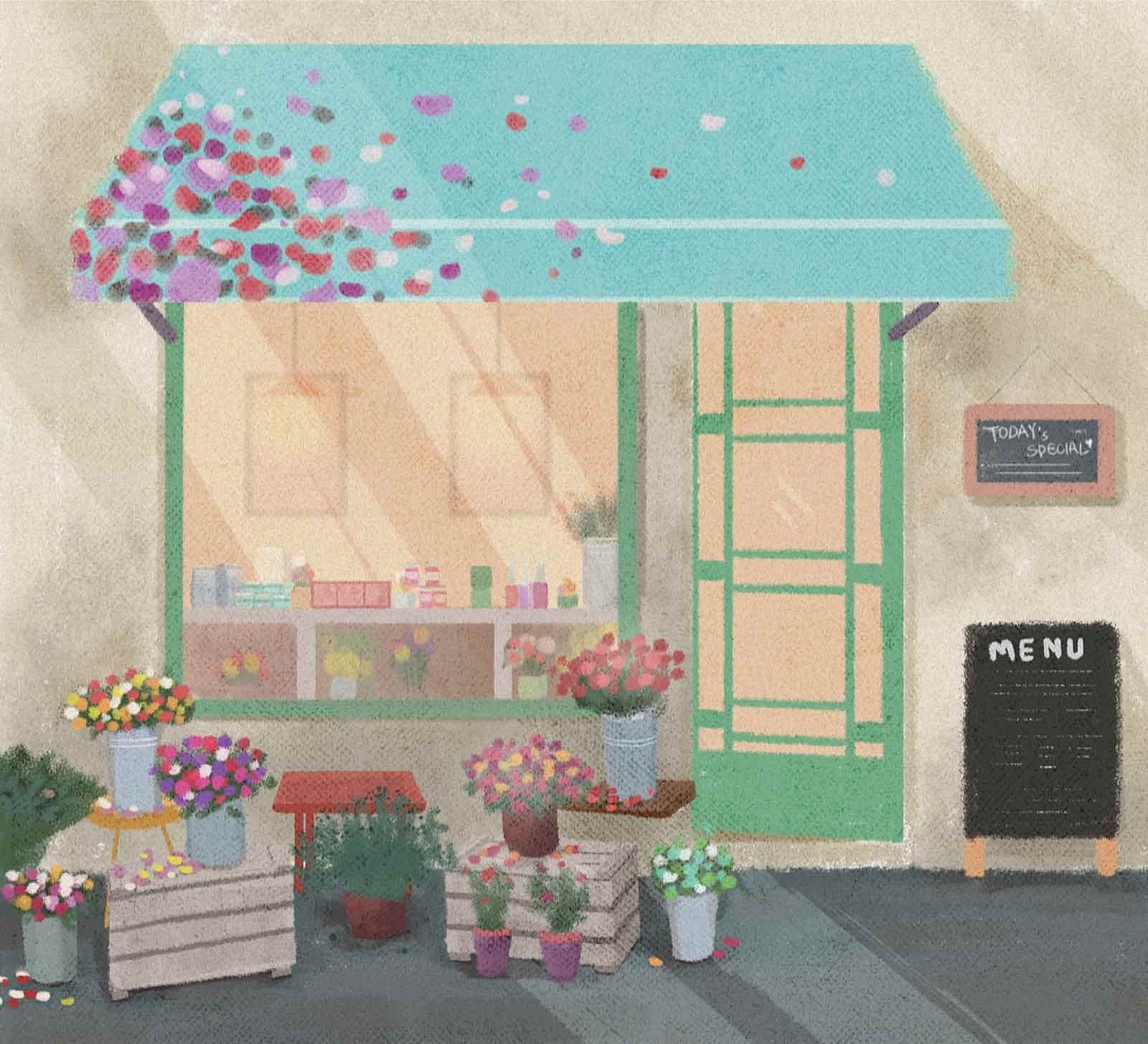 花店（圖ZMTQzNzU0MjIw） - 藝術(shù)插畫(huà) - 站酷設(shè)計(jì)師曬太陽(yáng)的荔枝liz原創(chuàng)素材 - 站酷ZCOOL