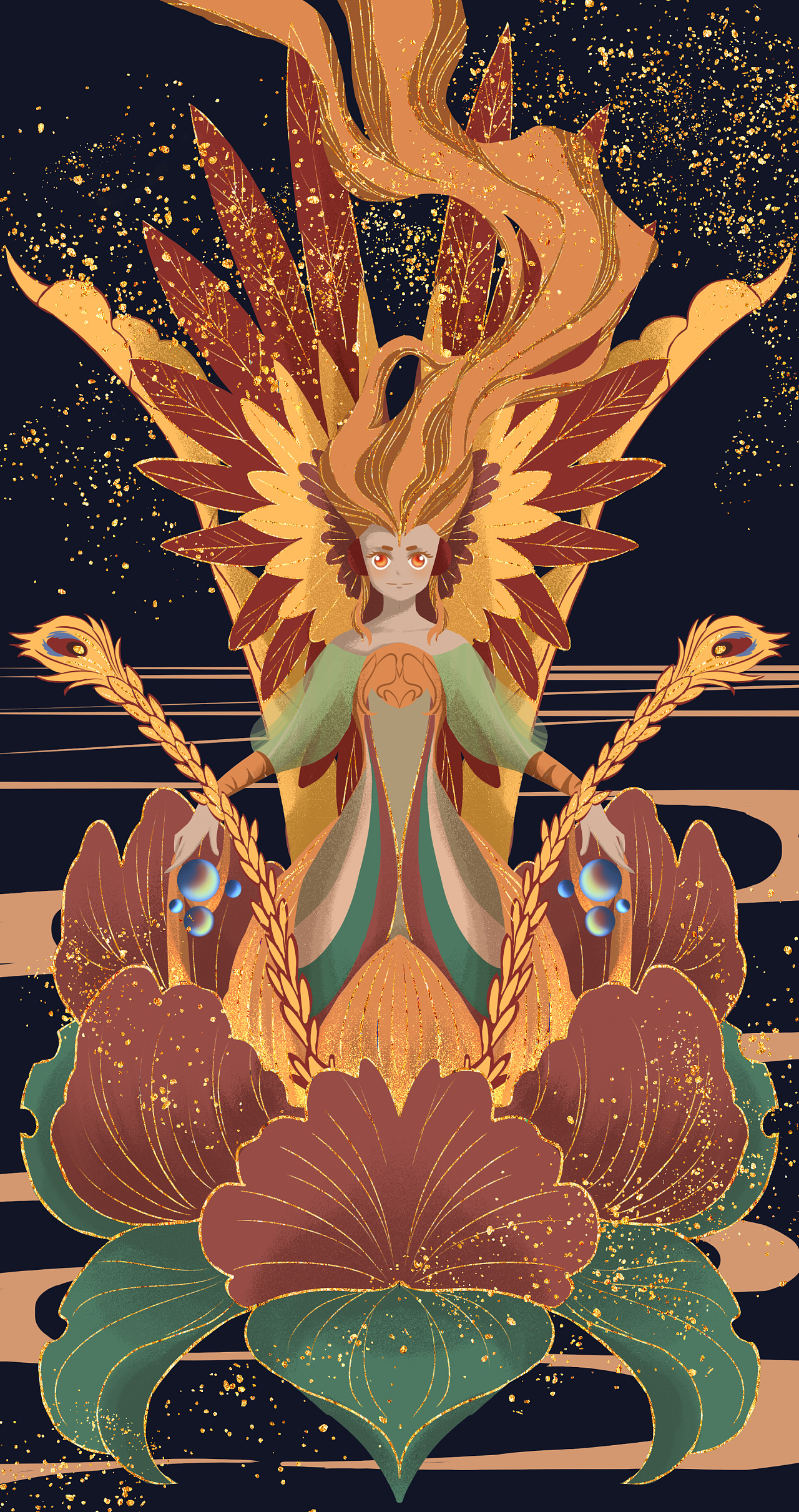 尝试用敦煌配色结合花卉