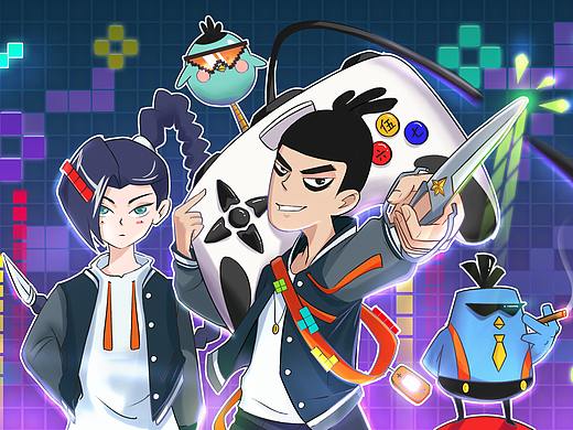 #国漫万创#电玩伍六七——禁止沉迷（个人主页-ZNTU0MjQxNjA=） - IP形象 - 站酷设计师画画的长生呀原创素材 - 站酷ZCOOL