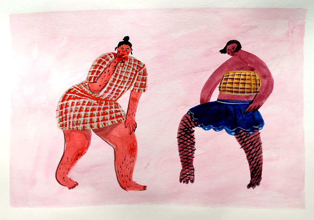 原创手绘插画《Sister》（图ZMjA0NTY5NzEy） - 艺术插画 - 站酷设计师shasha插画原创素材 - 站酷ZCOOL