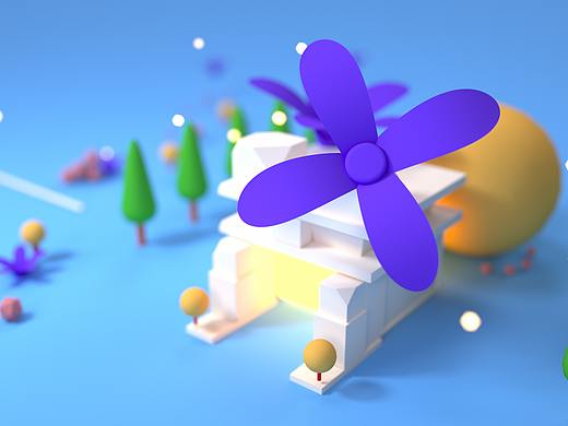 卡通清新C4D场景临摹