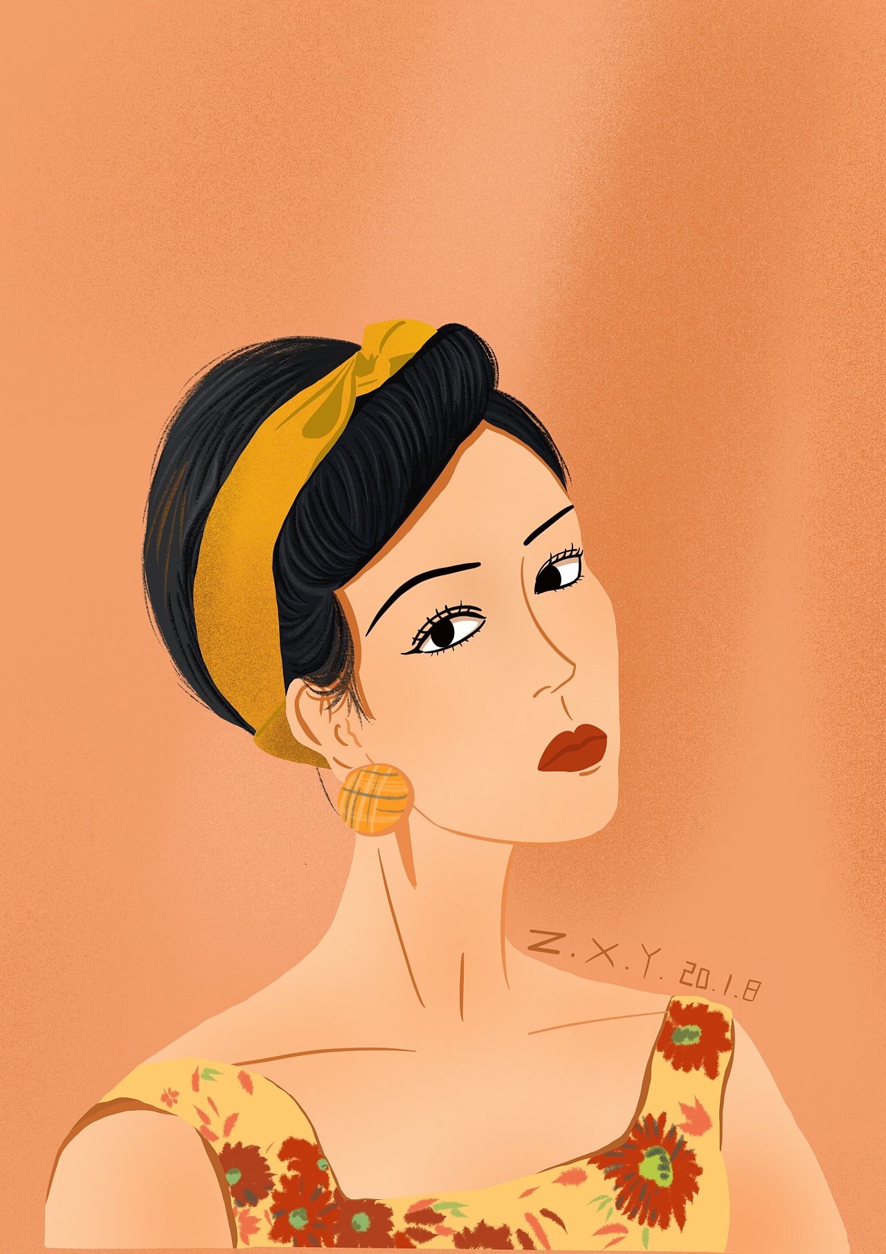 复古女郎系列插画