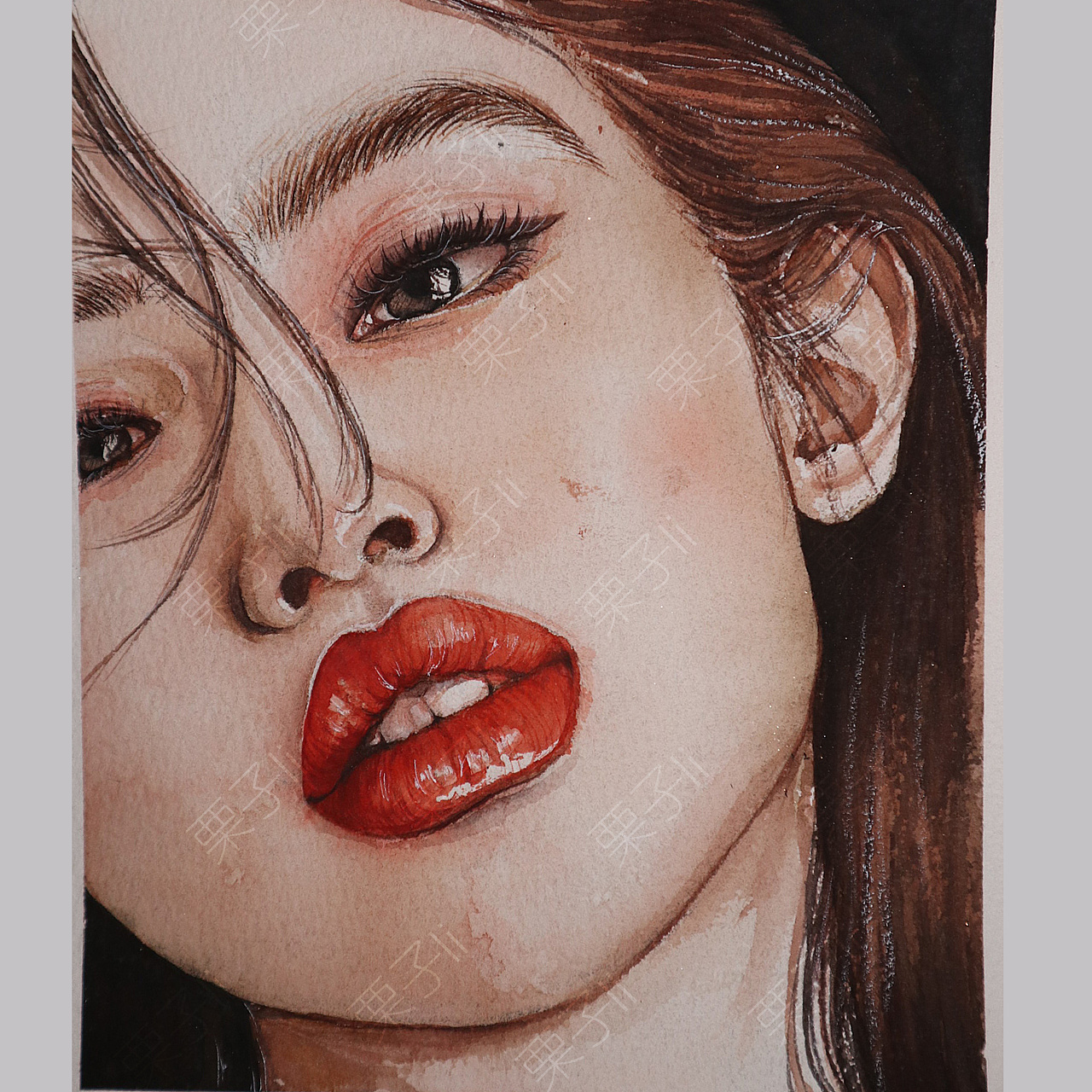 手绘 人间香奈儿 jennie 水彩头像