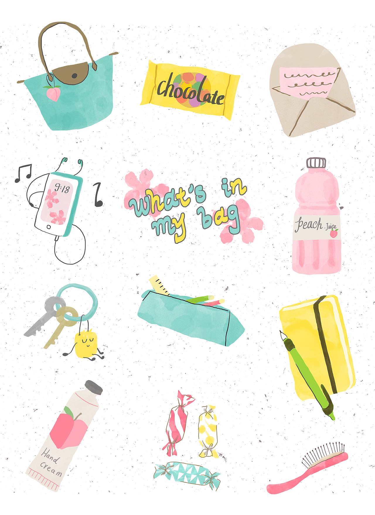 【贴纸】“包里有什么”（图ZMTUxMzg5OTY0） - 创作习作 - 站酷设计师xiaomalu原创素材 - 站酷ZCOOL