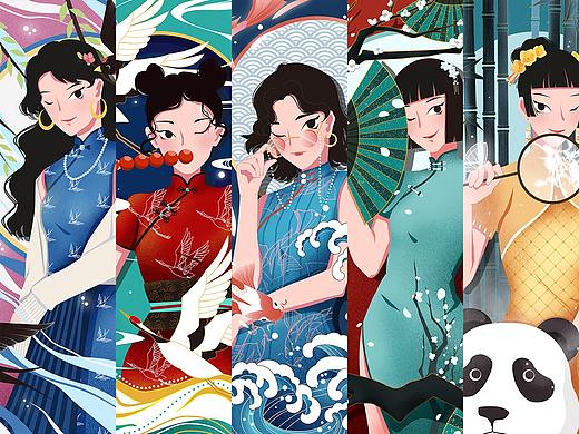 国潮女孩插画（个人主页-ZNDY5MzM0NzI=） - 创作习作 - 站酷设计师Axiao霄原创素材 - 站酷ZCOOL