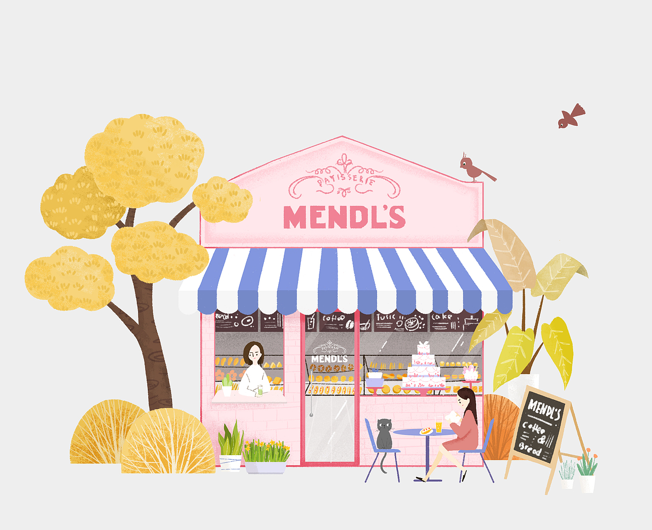 mends cake 蛋糕店小场景|插画|创作习作|汝晓_原创作品-站酷zcool