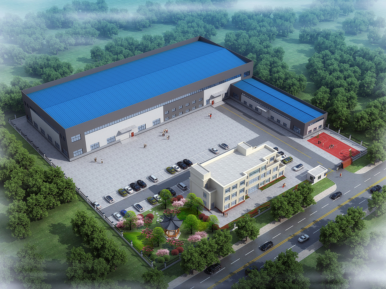 室外厂房鸟瞰案例