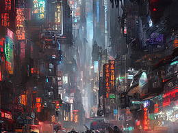 #AI創(chuàng)作實(shí)驗(yàn)室#賽博朋克感的未來城市