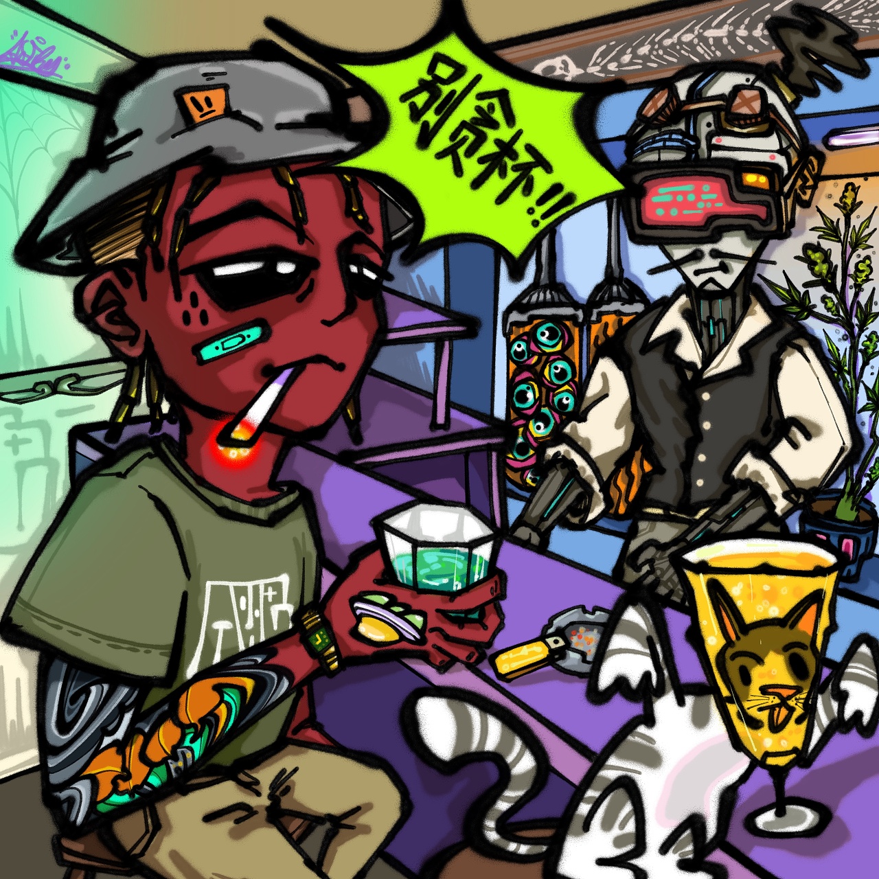 坏男孩angry系列插画 |别贪杯|插画|新锐潮流插画|纹身师angry - 原创