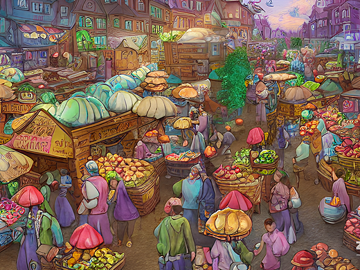 #AI创作实验室#热闹非凡的市集（个人主页-ZNjI2ODY0MjQ=） - AI作品 - 站酷设计师小豆生活原创素材 - 站酷ZCOOL