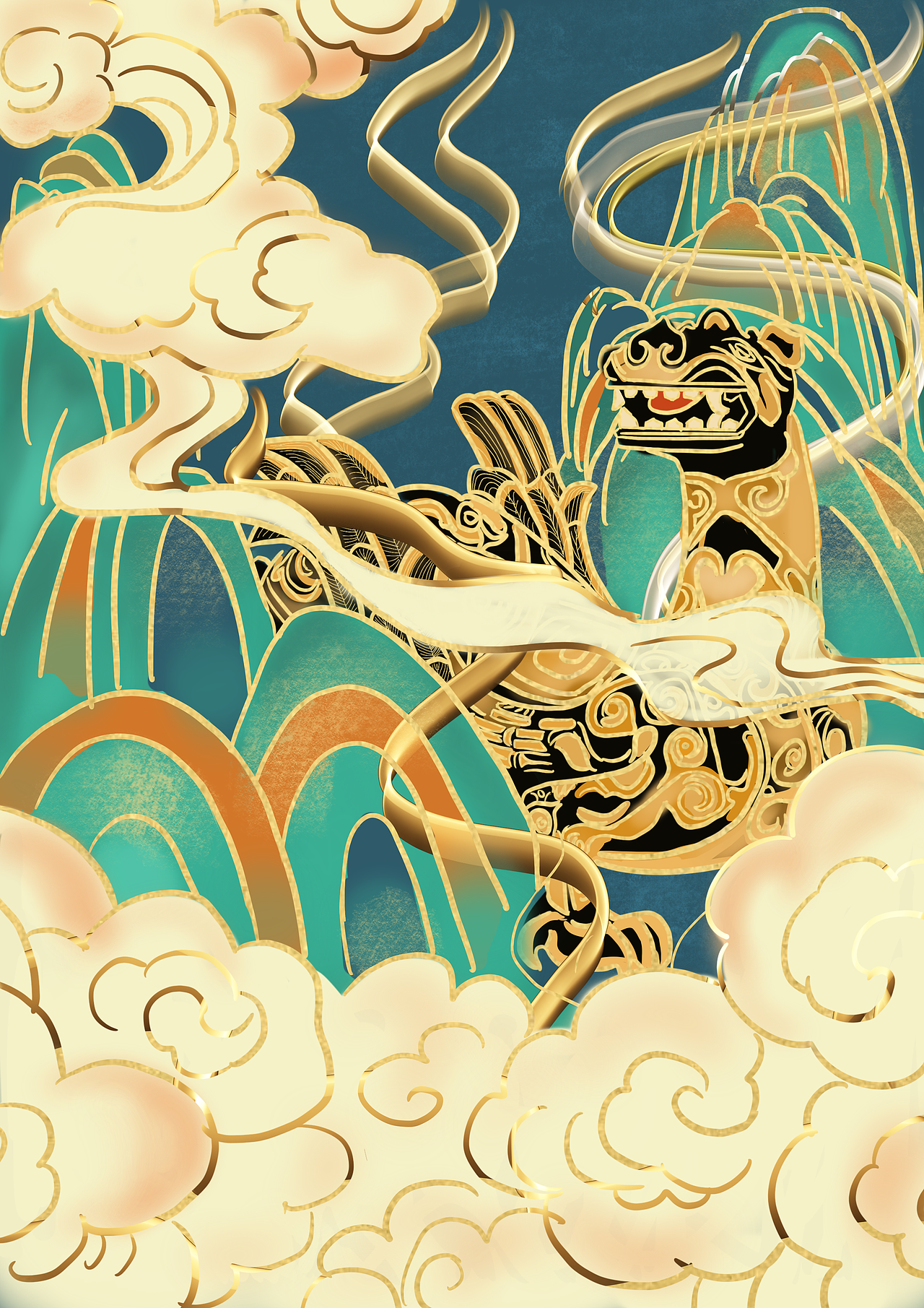 国潮「中山国文物—双翼神兽」