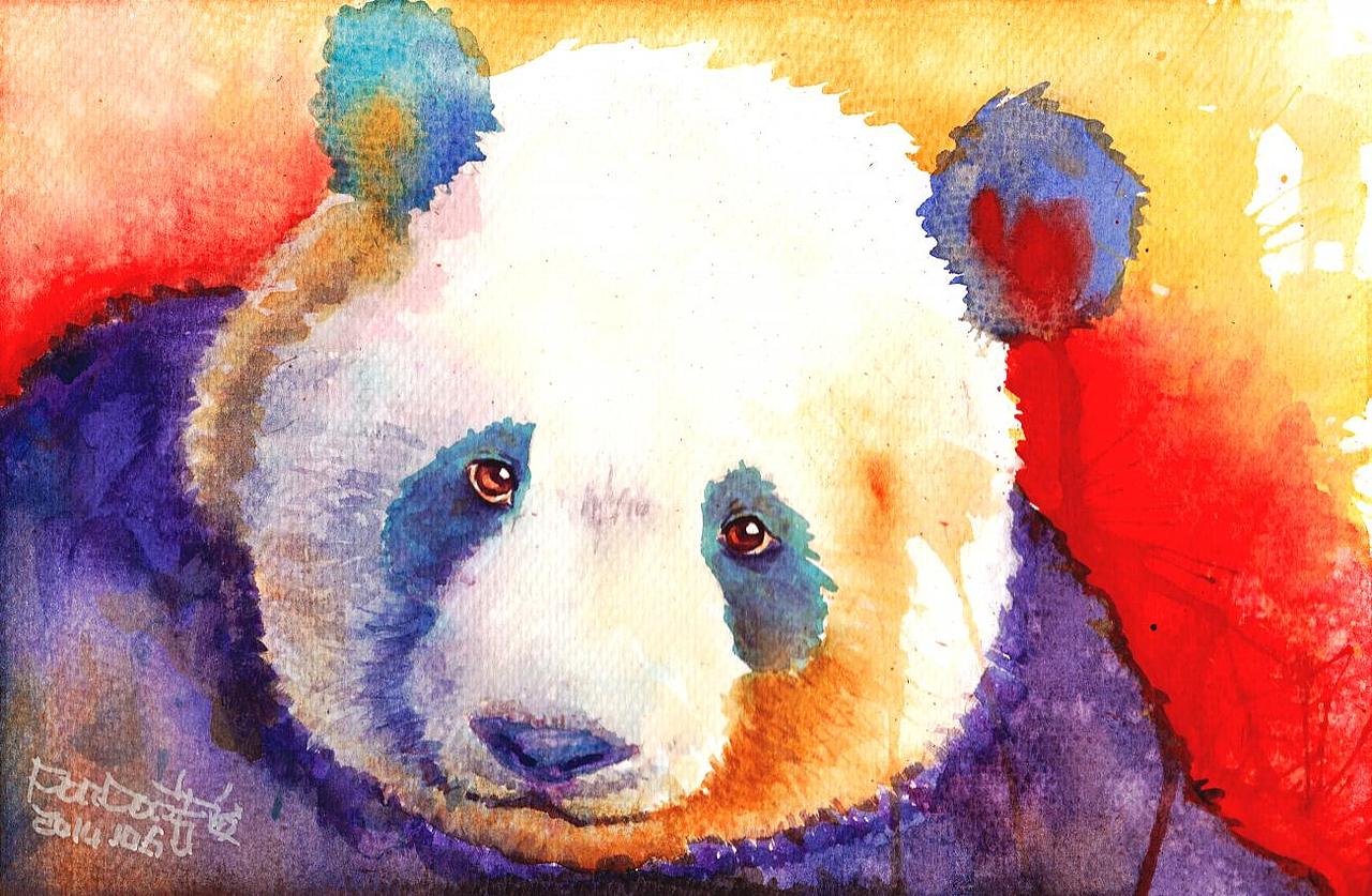熊猫水彩插画（图ZMjEyOTg4NTI=） - 绘画 - 站酷设计师Panda浩俊原创素材 - 站酷ZCOOL