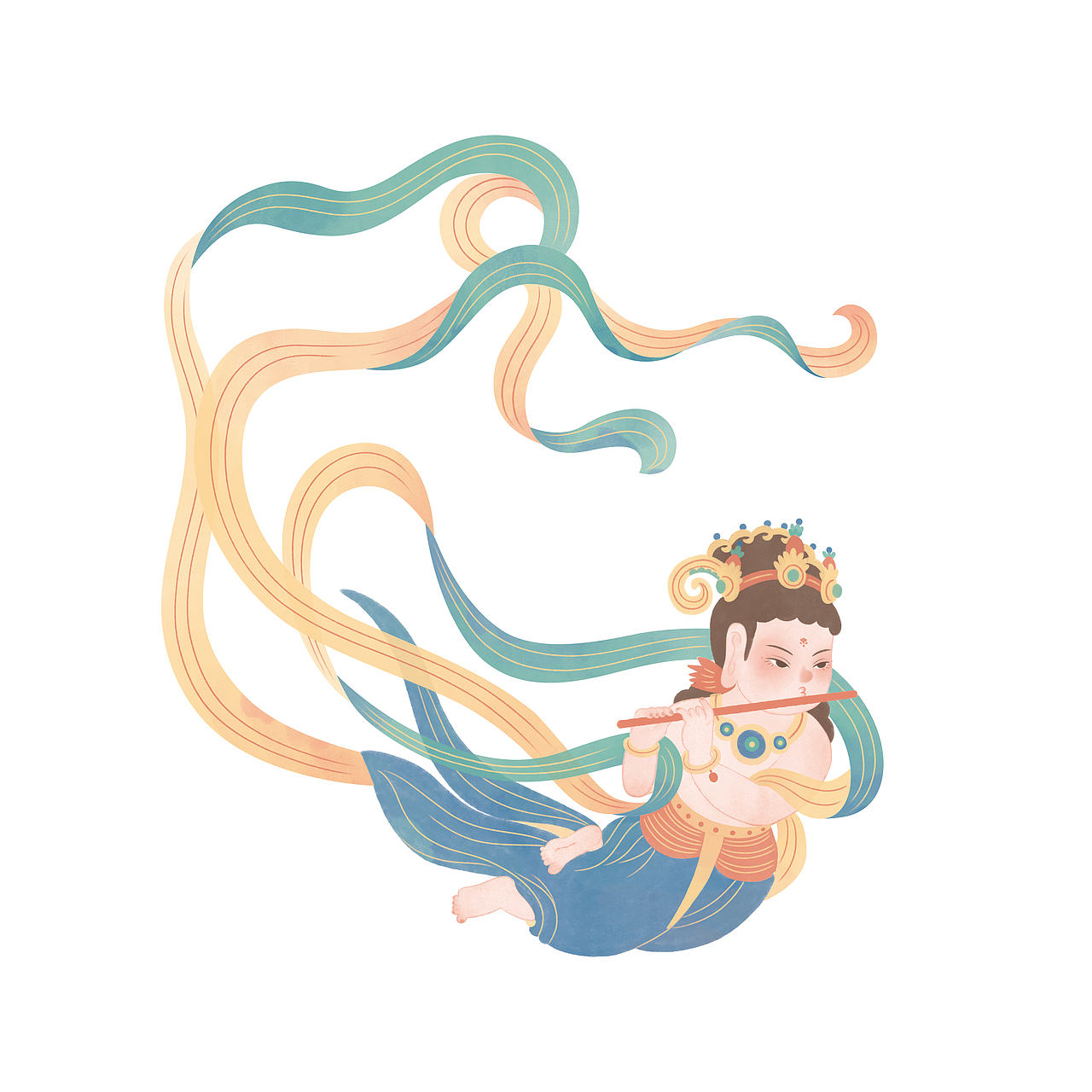 敦煌乐舞（图ZMjA1NTM4NzQ4） - 商业插画 - 站酷设计师多半斤原创素材 - 站酷ZCOOL