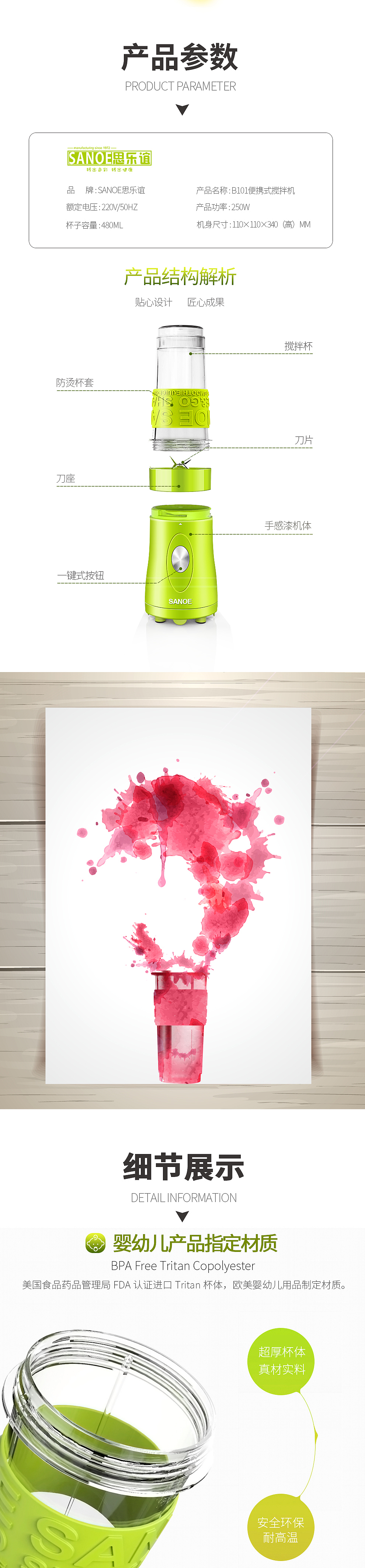 SANOE榨汁机详情页（图ZNTQzMjc3OTI=） - 电商 - 站酷设计师lazyzzz原创素材 - 站酷ZCOOL