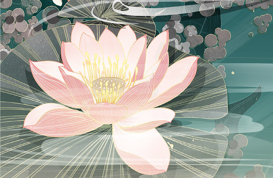 蓮池（圖ZMjY3MjMxMDE2） - 藝術(shù)插畫 - 站酷設(shè)計師_九果_原創(chuàng)素材 - 站酷ZCOOL