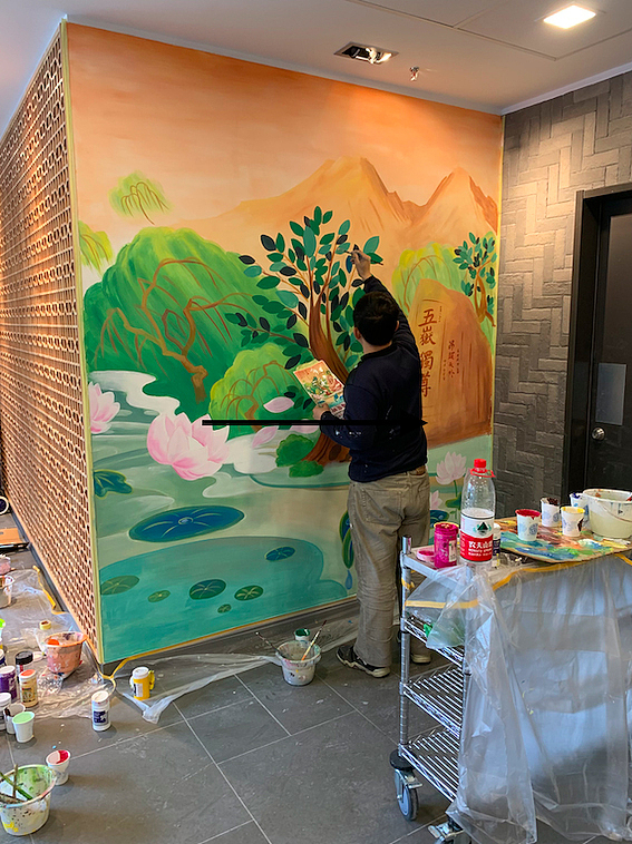 麦当劳中国风墙绘装饰餐厅