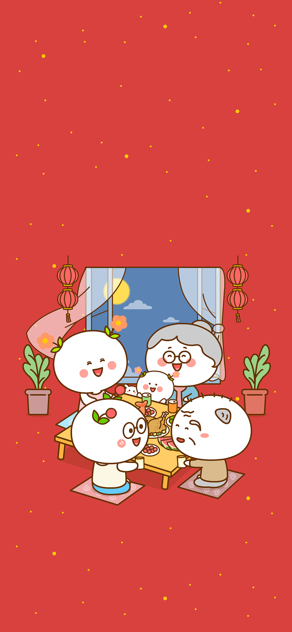 二花 桃小仙 卡通动漫 头像壁纸 可爱 情侣 爱情 新年快乐 全家幸福 团团圆圆 合家欢乐