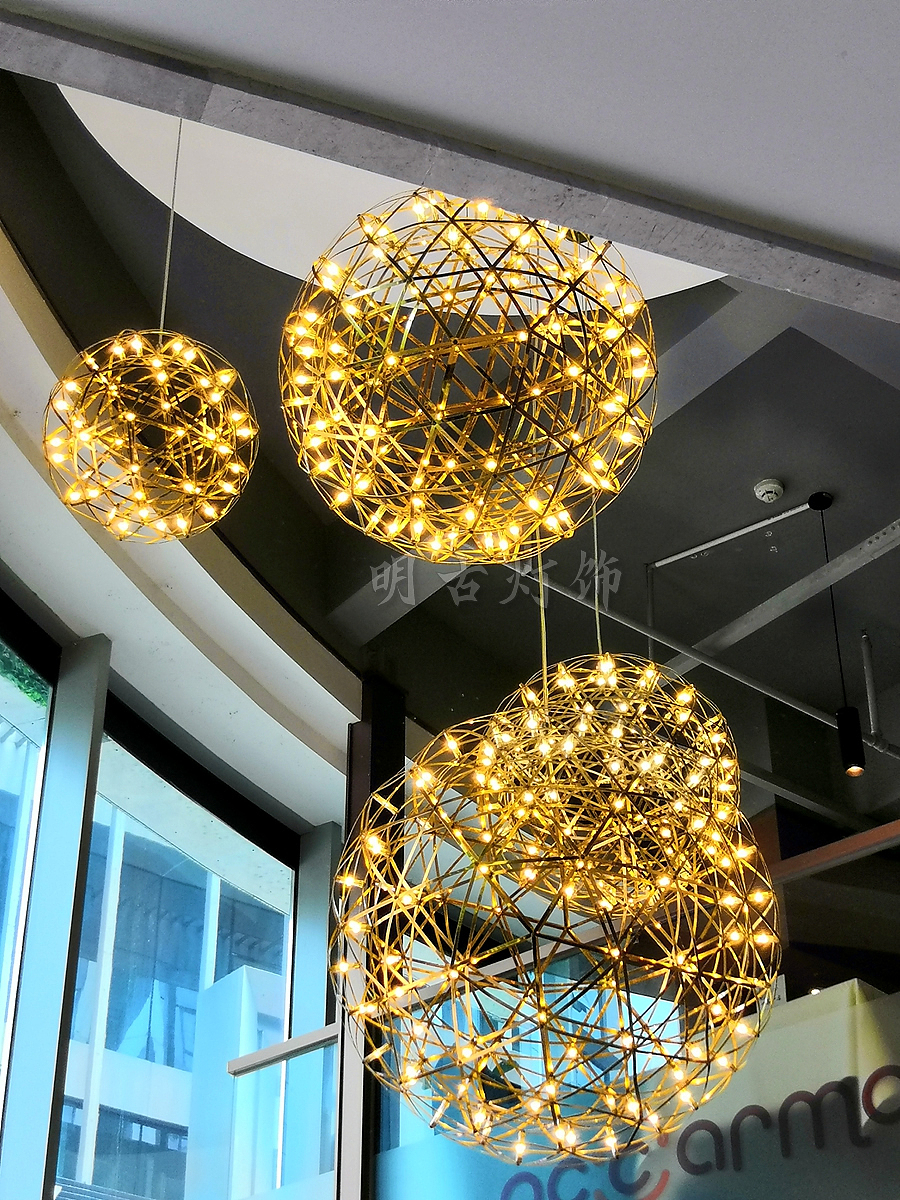 不锈钢火花球吊灯 明古定制