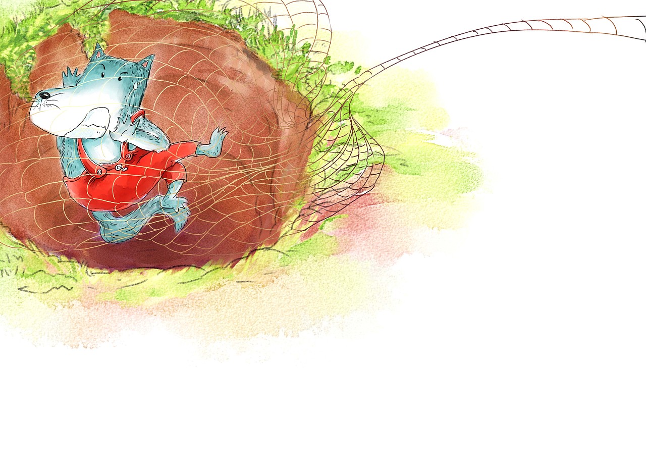 大笨狼 水彩风格 商业插画 儿童插画 动物拟人卡通绘本