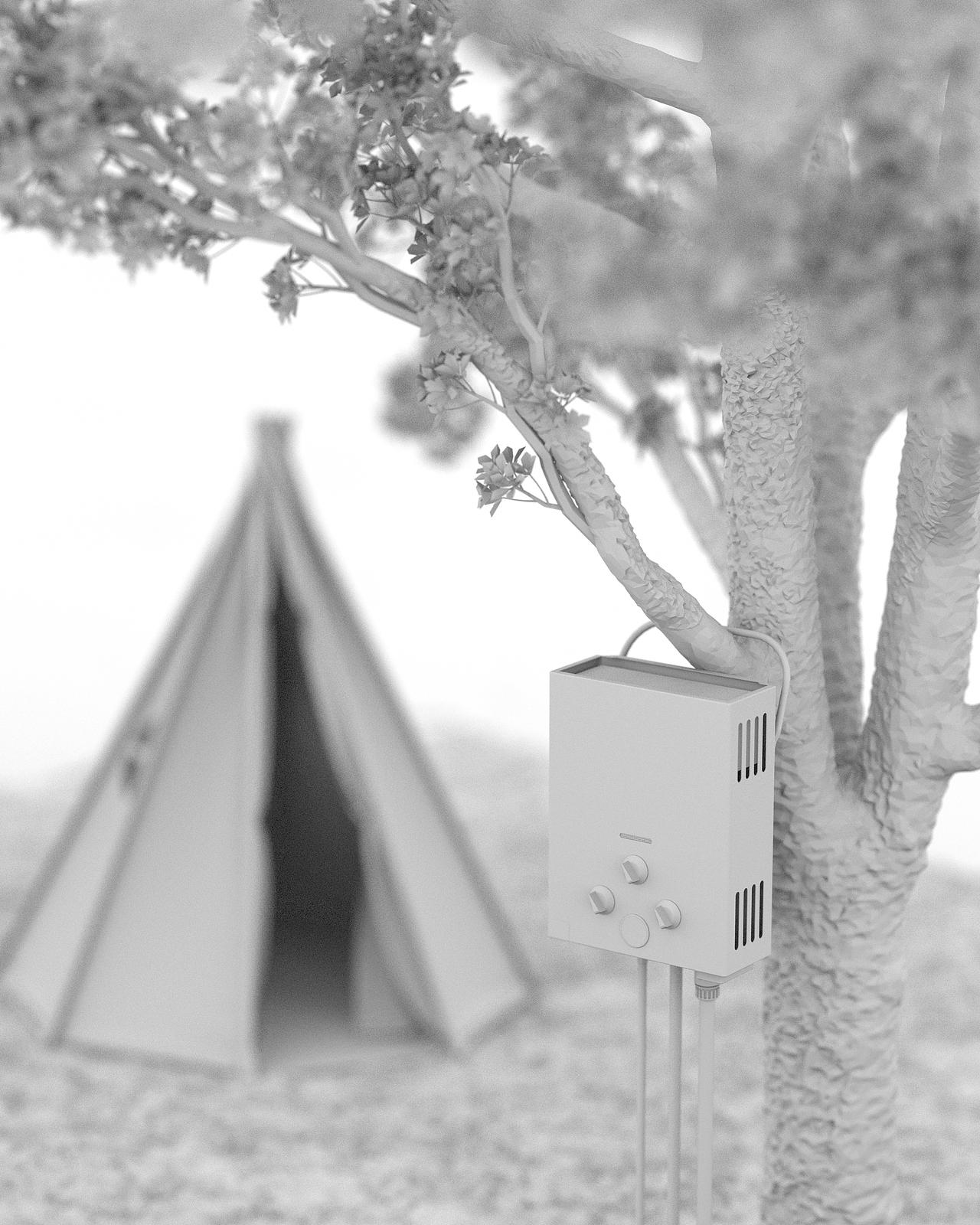 户外热水器场景渲染