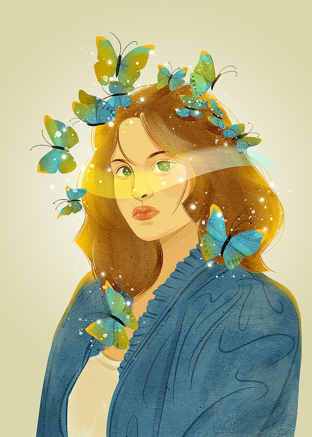 少女心事（图ZMjQ3NzQxOTgw） - 艺术插画 - 站酷设计师卡克妮娜chacnina原创素材 - 站酷ZCOOL