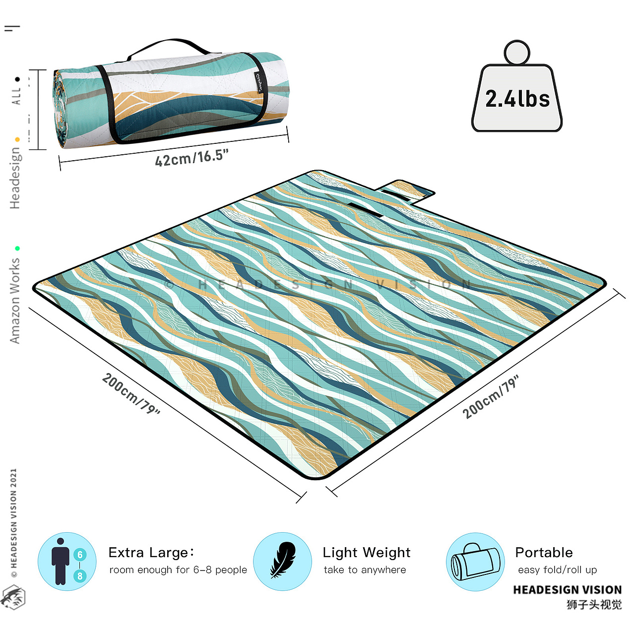 野餐垫产品拍摄_主图设计_A+页面设计-狮子头视觉