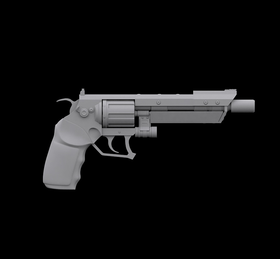三维左轮手枪高模