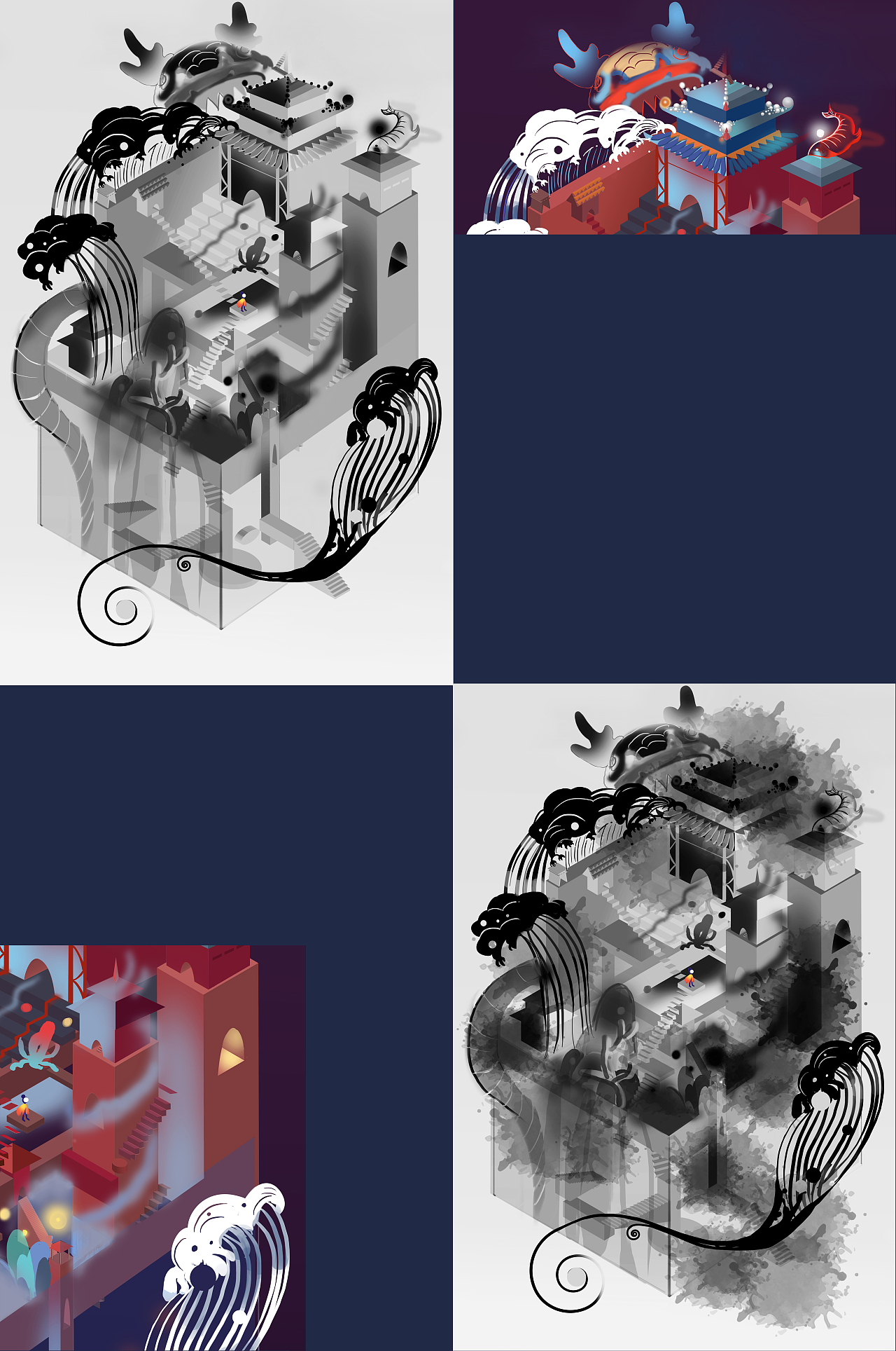 纪念碑谷—龙宫（图ZOTc3MDkzMzI=） - 商业插画 - 站酷设计师xyq33原创素材 - 站酷ZCOOL