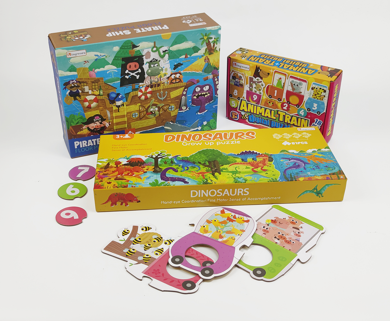 三個兒童拼圖（圖ZMjYzODMyNDY4） - 兒童插畫 - 站酷設(shè)計師阿蛋的成長記錄原創(chuàng)素材 - 站酷ZCOOL