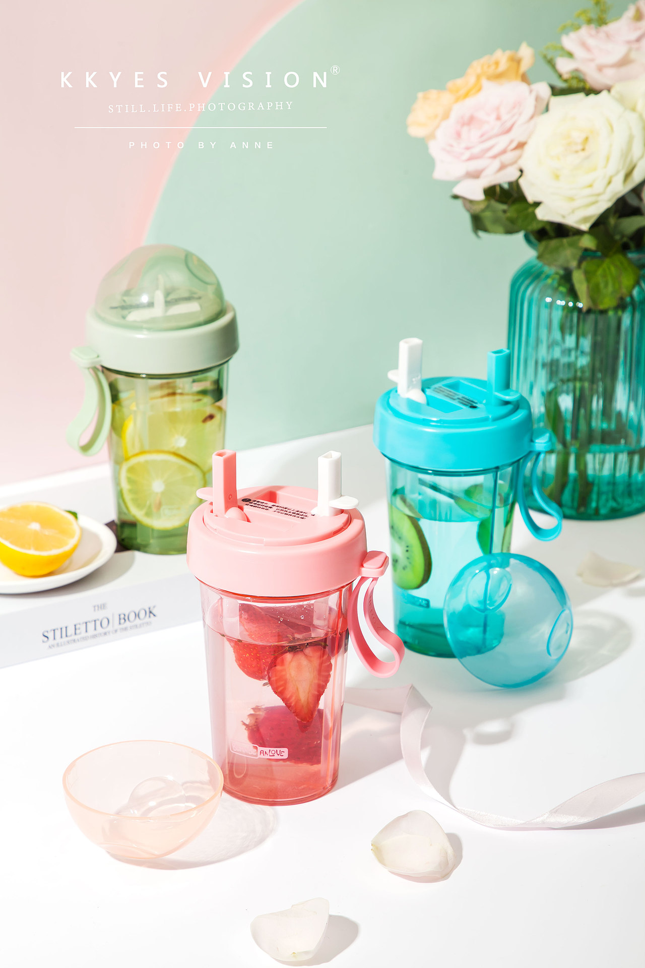 少女心双饮塑料水杯 抖音网红款 