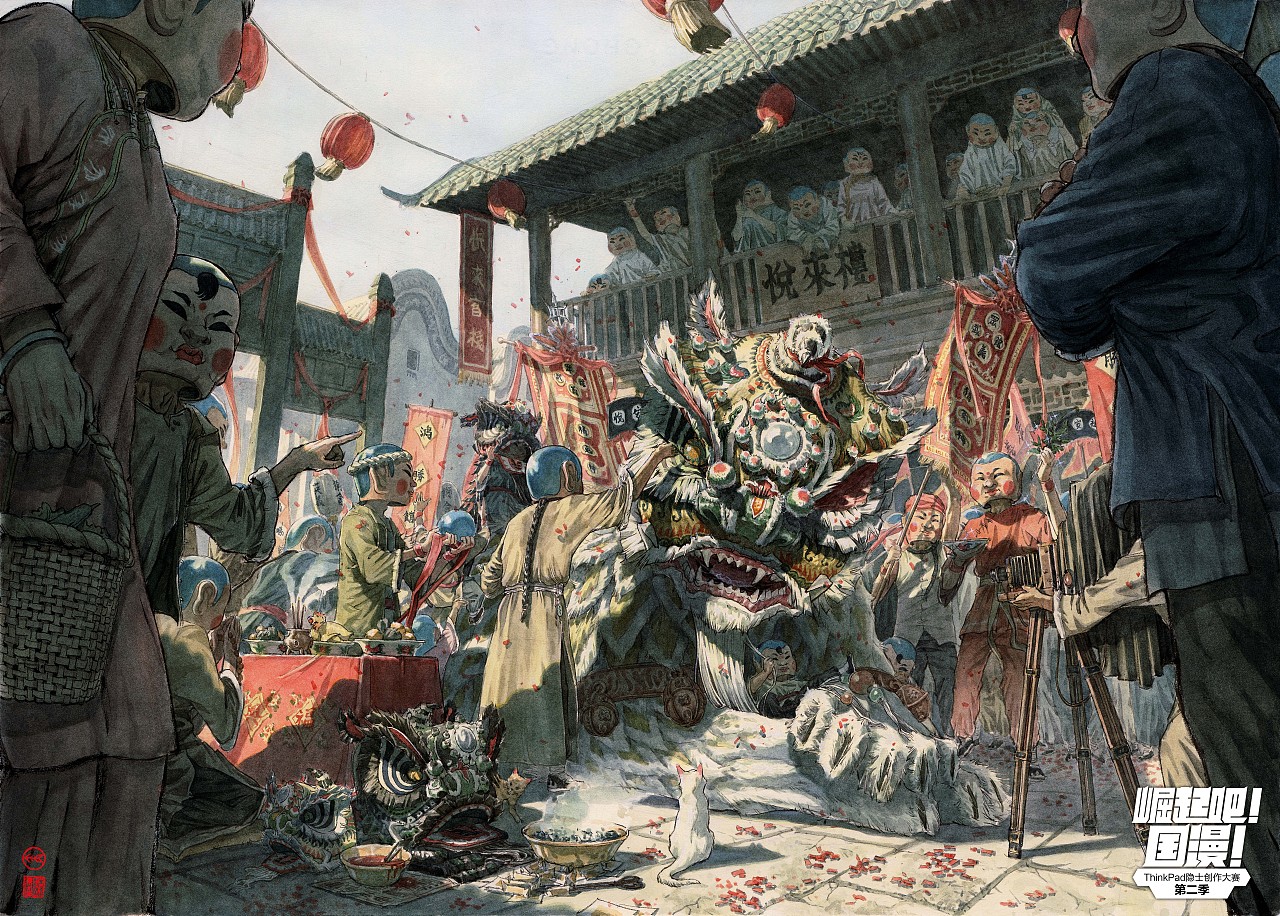 《醒魂》系列插画-醒狮起源(图ZMTgyMjAxNDgw) - 其他平面 - 站酷设计师何浩斌原创素材 - 站酷ZCOOL