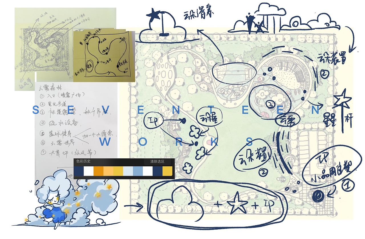 云朵儿童乐园故事线（图ZMjMwMTQ1MTIw） - 商业插画 - 站酷设计师Seventeen曲寒冰原创素材 - 站酷ZCOOL