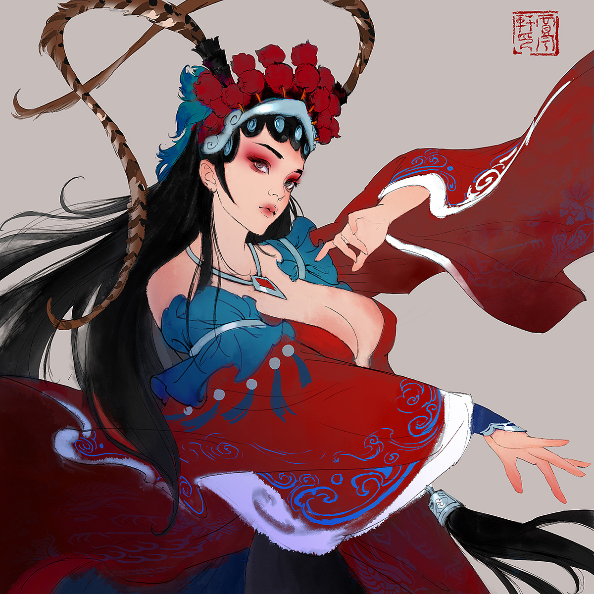 古风戏子少司命作品信息创作时间2018/08/16添加表情插画-游戏原画