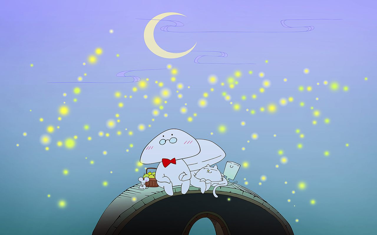 七夕萤火虫之夜 插画 创作习作 水母的工作室 原创作品 站酷 Zcool