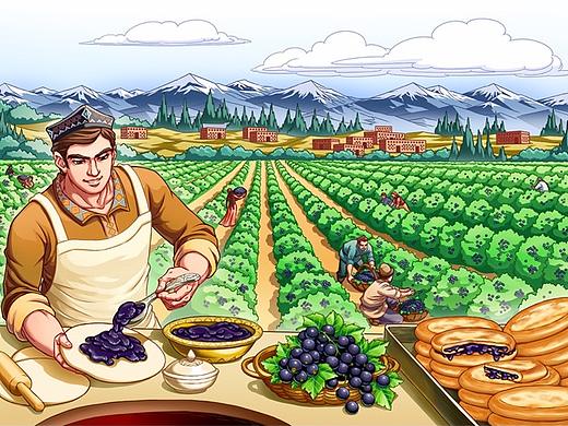 新疆民族特色包装插画