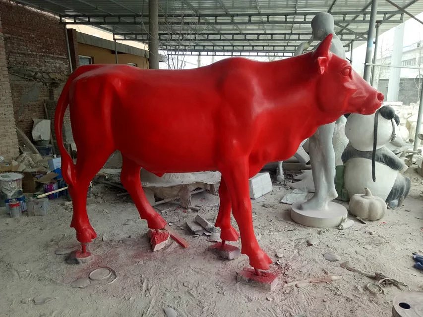 仿真动物定制玻璃钢彩绘牛雕塑户外农业生态园景观摆件