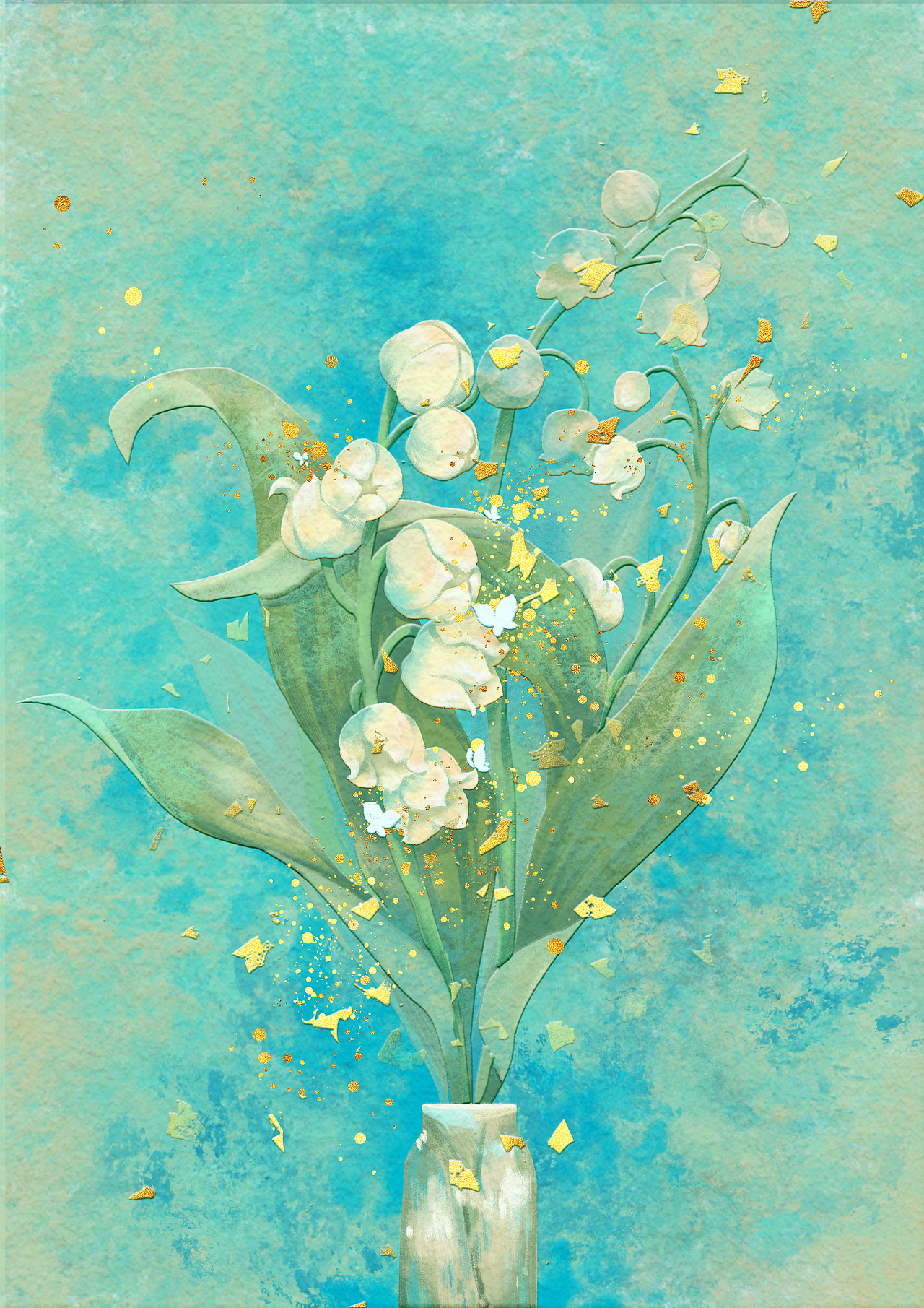 岩彩插画《暗香盈袖》