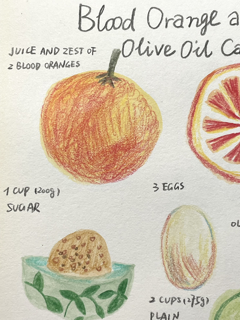 手绘食谱Vol.37 Blood Orange and Olive Oil Cake