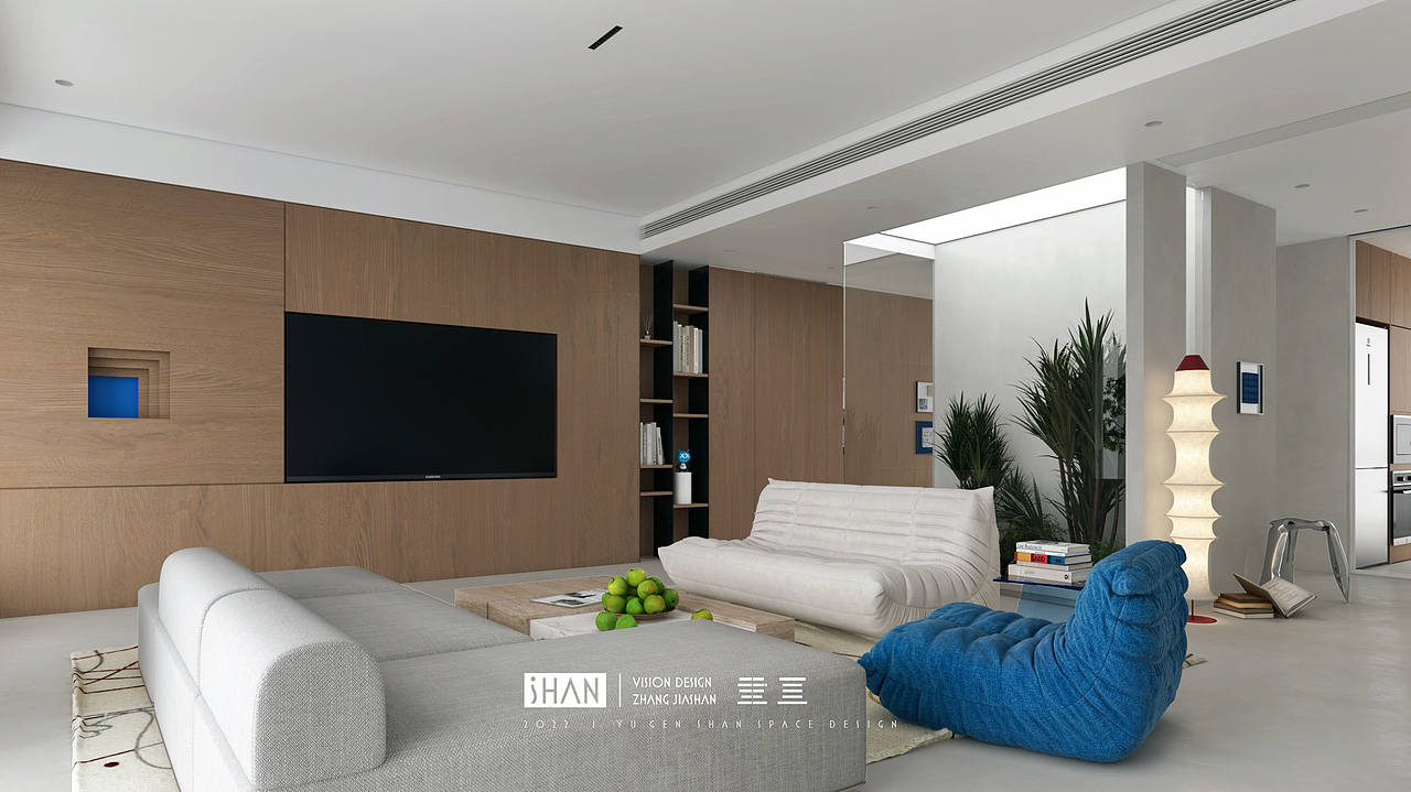SHAN丨高饱和度蓝调点赞搭配整体灰棕色极简住宅（图ZMzI2Mzk5OTk2） - 家装设计 - 站酷设计师聿亘丨SHAN原创素材 - 站酷ZCOOL