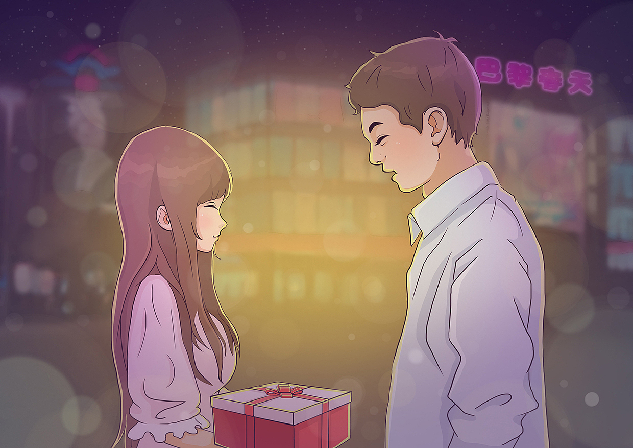 遇见：情侣纪念插画（图ZODExMjI1ODA=） - 艺术插画 - 站酷设计师zhaoxiaocai原创素材 - 站酷ZCOOL