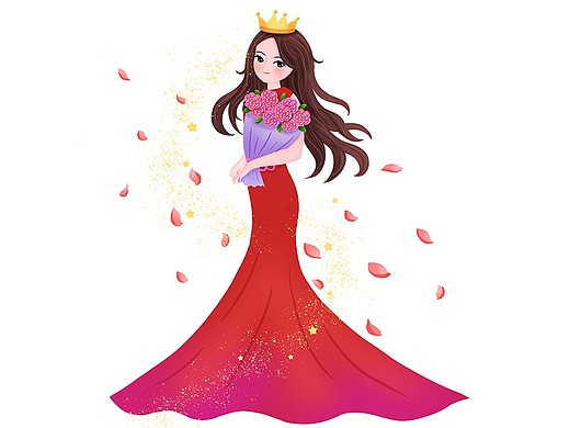 手捧玫瑰的女孩