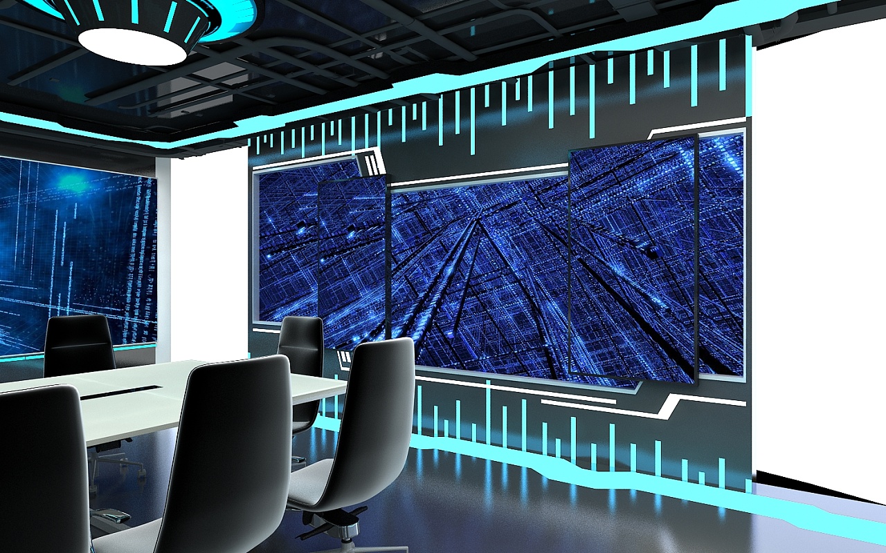 科技感会议室|三维|建筑/空间|设计小丸子j - 原创作品 - 站酷 (zcool