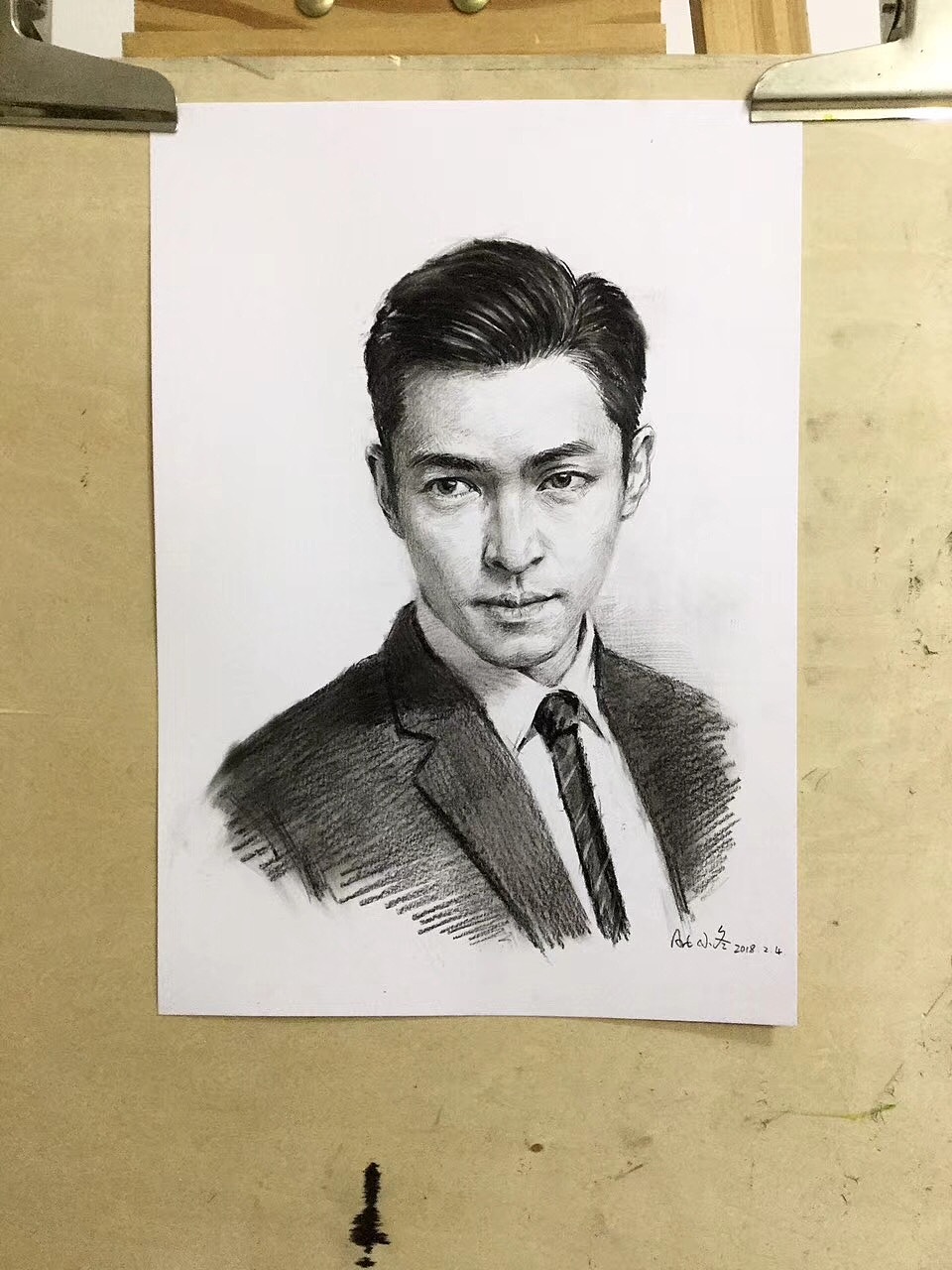 下午示范,画了一个郑秋冬。